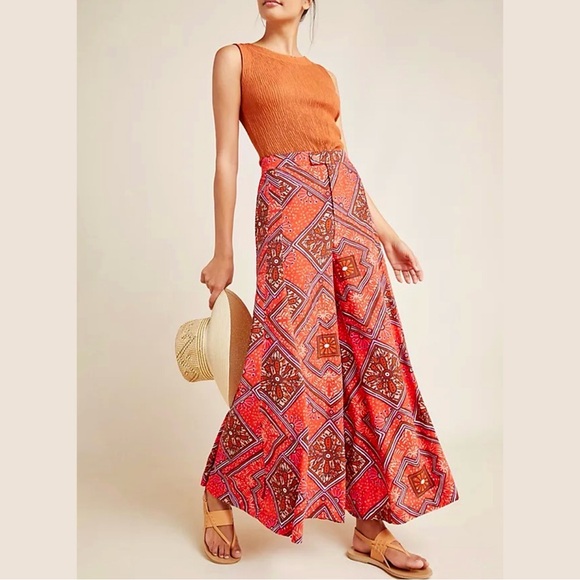 Anthropologie Skirted Wide Leg Pants Red 2 EUC - Picture 14 of 15